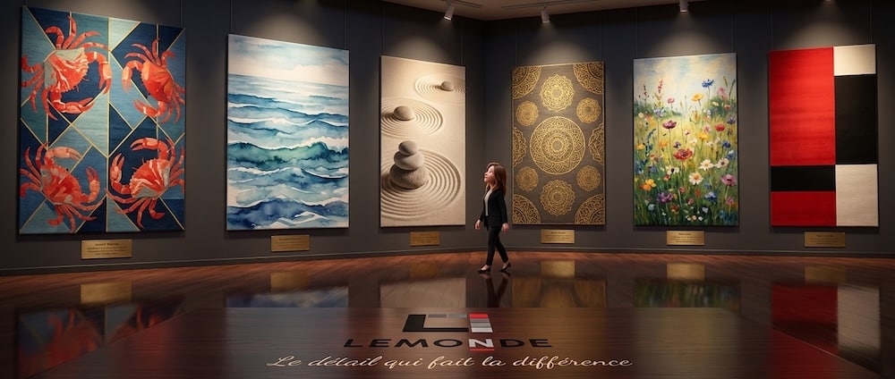 Galerie présentant différents motifs artistiques de carpettes écologiques — Lemonde Boucherville