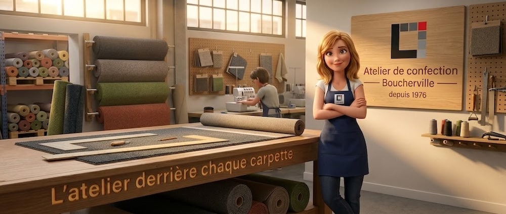 Atelier confection carpettes sur mesure Lemonde Boucherville depuis 1976 Rive-Sud
