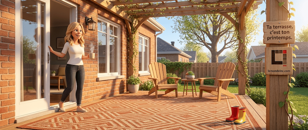 Ta terrasse mérite mieux tapis quincaillerie carpette sur mesure Rive-Sud