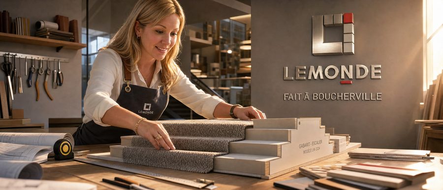 confection de runner sur mesure sur gabarit, atelier Rive-Sud